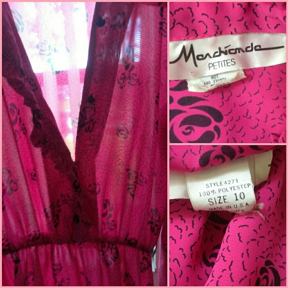 VTG Pink Black Off Center Floral Rose Princess - Picture 4 of 7